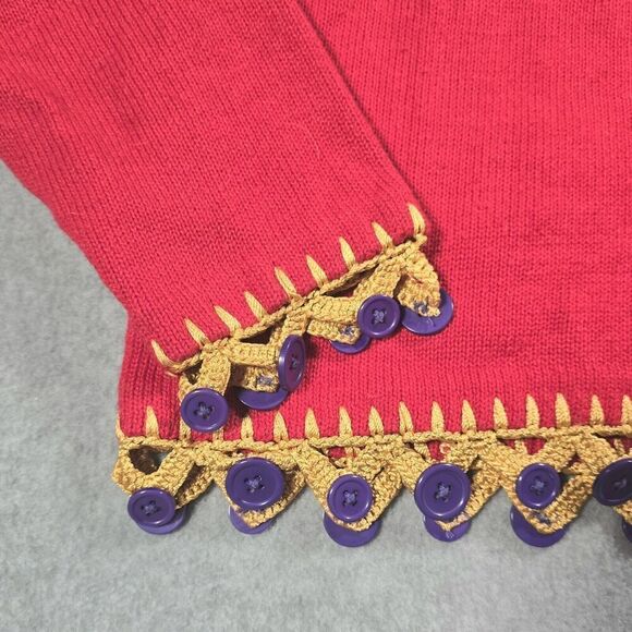 Vtg 1996 Michael Simon Christmas Sweater Size Medium Red Nutcracker Flawed - Picture 5 of 12